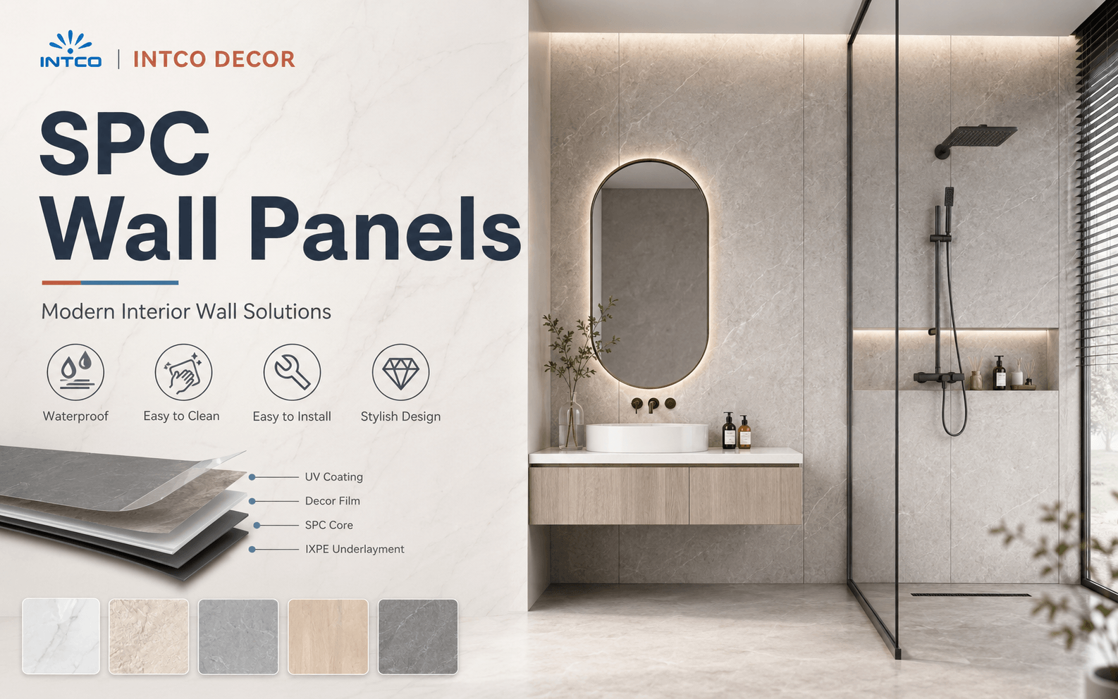 SPC Wall Panel by INTCO – Premium Waterproof Interior Wall System for Global Projects